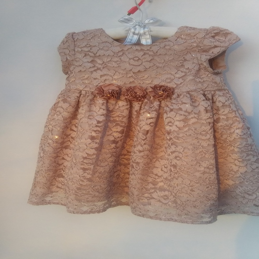 3T Blush Pink Lace Overlay & Glitter Party Dress
